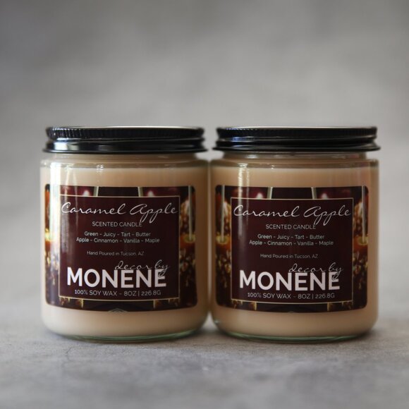 Caramel Apple Scented Candle 8oz Soy Wax Jar - Picture 1 of 4